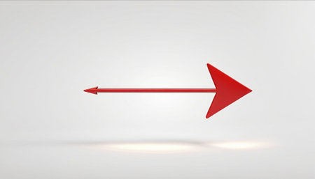 3d rendering of a red arrow pointing to the right on a white backgroundの素材