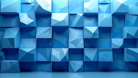 Abstract background of blue cubes. 3d rendering, 3d illustration.の素材