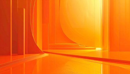 Abstract orange interior with empty space for your design. 3d renderの素材