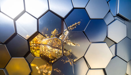 Futuristic abstract background with a hexagon pattern in the centerの素材