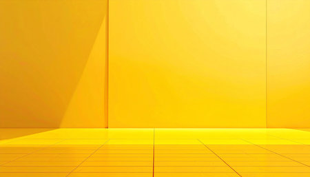 Abstract orange room with yellow floor and yellow wall. 3d renderingの素材