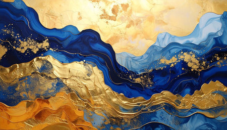Marble abstract acrylic background. Marbling artwork texture. Agate ripple pattern. Gold powder.の素材