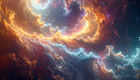 Abstract fractal. Fractal art background for creative design. Decoration for wallpaper, desktop, poster, cover booklet. Print for clothes, t-shirt. Creative illustration for designの素材