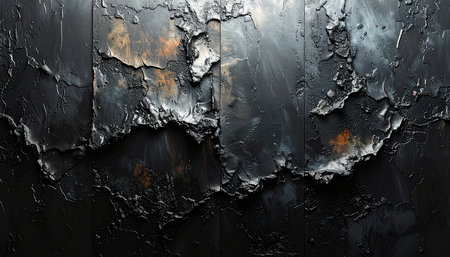 Black metal background or texture with scratches and cracks. Metal surface.の素材