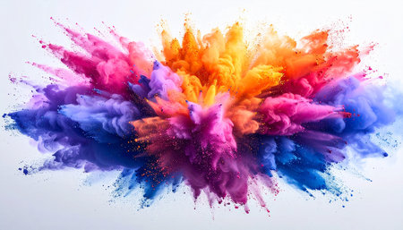 Explosion of colored powder on a white background. Close-upの素材
