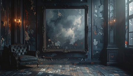 Luxury interior of an old house. 3D render.の素材