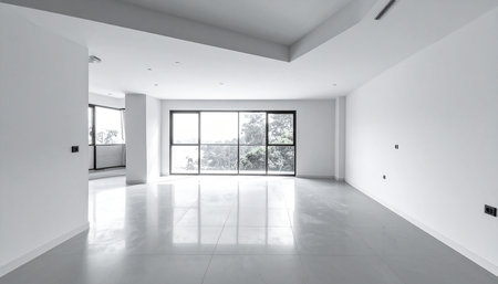 interior of modern house, empty room with white walls and floorの素材