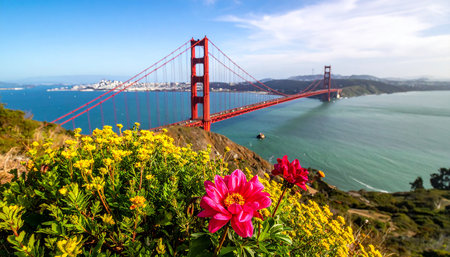 Golden Gate Bridge in San Francisco, California, USA. Famous travel destination.の素材