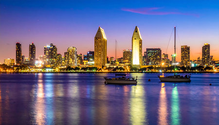 Downtown San Diego Skyline at sunset, California, USA.の素材