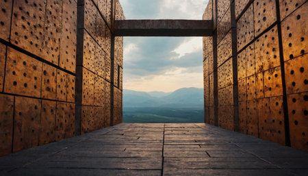 The entrance to the castle in the mountains. 3d rendering.の素材