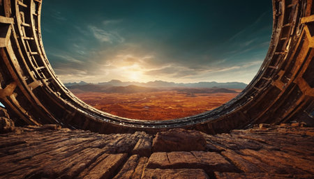 Fantasy alien planet. Mountain and sky. 3D illustration.の素材