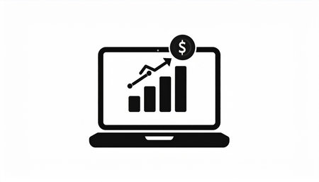Laptop with chart and dollar sign on screen. Vector illustration.の素材