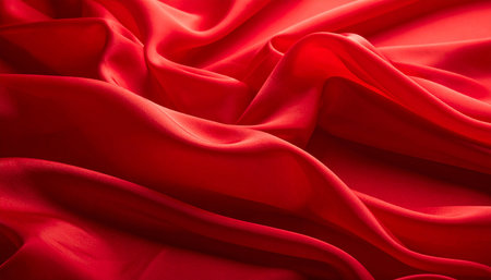 red satin background close up. tissue, textile, cloth, fabric, material, textureの素材