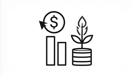 Money growth graph and plant icon. Business finance and investment concept.の素材