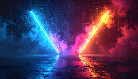 Futuristic neon light background. Futuristic abstract background. 3d renderingの素材