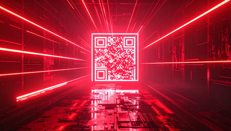 Futuristic technology background with glowing neon lights. 3D renderingの素材