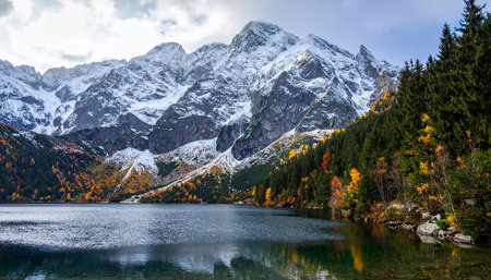 Autumn Landscape of Misurina lake, Svaneti, Georgiaの素材