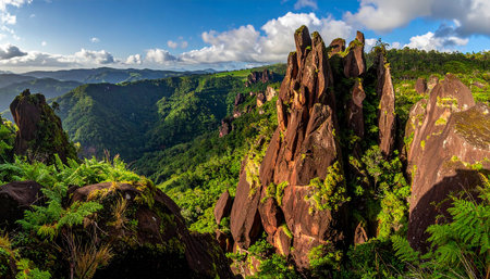 Panoramic view of the mountains and valleys in La Palma, Canary Islands, Spainの素材