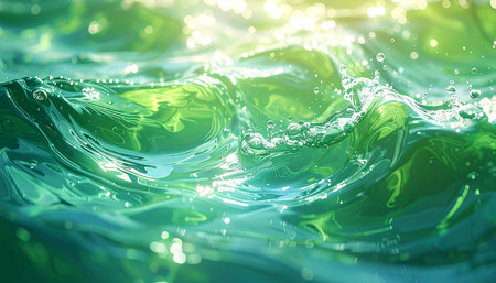 Green water surface with ripples. Abstract background. 3d renderingの素材