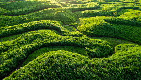 Green rice terraces on the island of Bali, Indonesia.の素材