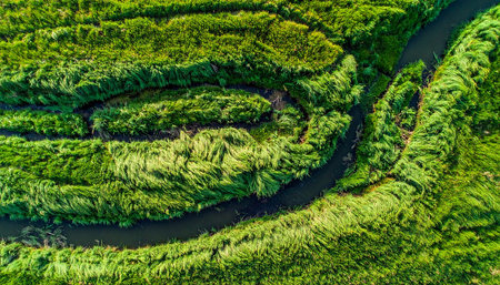 Aerial view of green rice terraces in Bali, Indonesiaの素材