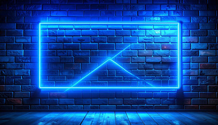 Neon light banner on brick wall background. 3D Renderingの素材