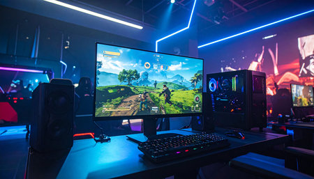 esports Counter-Strike: Global Offensive esports event. Professional gamer playing a live video gameの素材