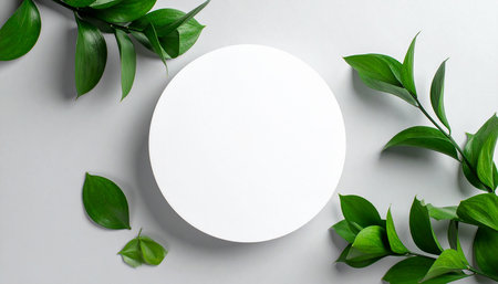 Creative layout made of green leaves. Flat lay. Nature concept.の素材