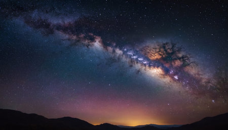 Milky way and stars in the sky. Long exposure photograph.の素材