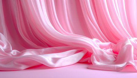 pink silk fabric on a pink background, closeup of photoの素材