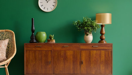 Interior of a living room with a chest of drawers and furnitureの素材