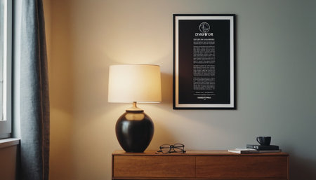 Lamp on the bedside table in the bedroom. 3d renderingの素材