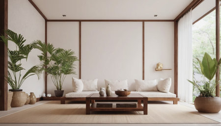 Interior design living room japanese style.3d renderingの素材