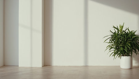 Flowerpot in modern interior. 3d render illustration mockupの素材