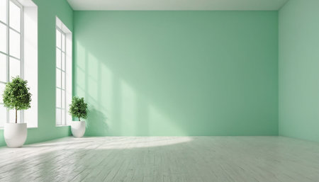 interior with green wall, 3d render illustration mock up designの素材