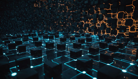 Abstract cyberspace background. Network concept. 3D Renderingの素材