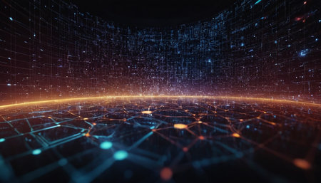 3d rendering of abstract digital technology background. Network connection concept.の素材