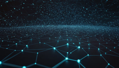 Abstract polygonal space low poly dark background with connecting dots and lines. Connection structure. 3d renderingの素材