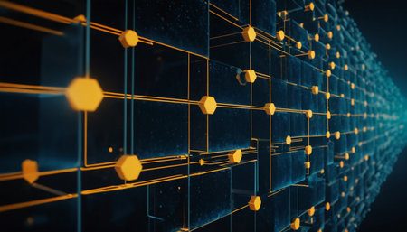 Abstract technology background with lines and dots. 3d rendering toned imageの素材