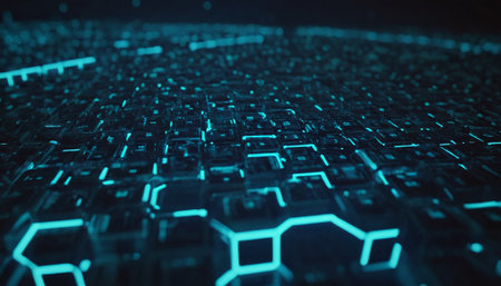 Futuristic cyber technology background with hexagons. 3d renderingの素材
