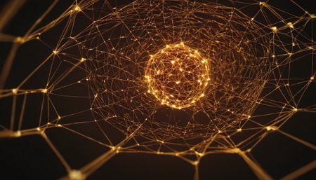 3d rendering of abstract digital particles. Network connection structure. Futuristic technology background.の素材