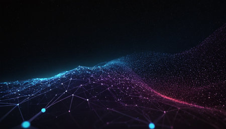 Abstract digital background. Big data visualization. Network connection structure. 3D renderingの素材