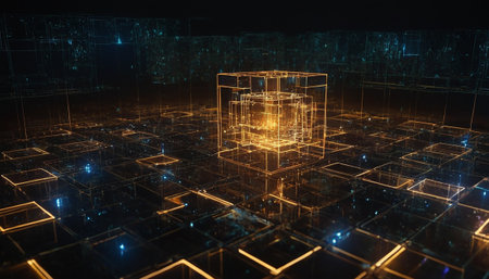3D rendering of abstract digital technology concept. Network connection structure.の素材