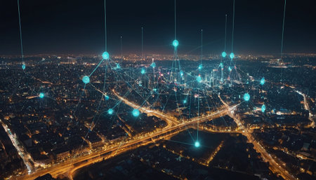 Smart city with wireless communication network and internet of things technology concept.の素材