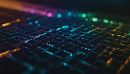 abstract background with glowing lines and bokeh defocused lightsの素材