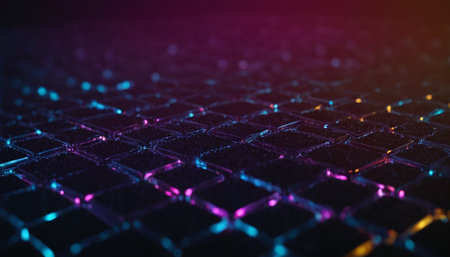 Abstract technology background with hexagons and glowing lines. 3d renderの素材