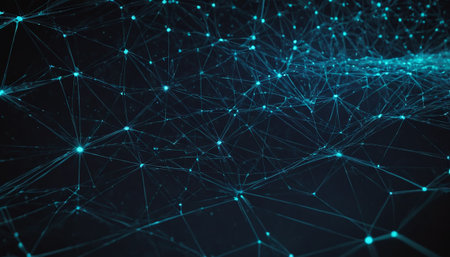 3d rendering of abstract digital technology background with connecting dots and linesの素材