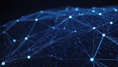 Abstract polygonal space low poly dark background with connecting dots and lines. Connection structure. 3d renderingの素材