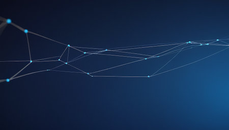 Network connection lines and dots on blue background. 3d rendering.の素材