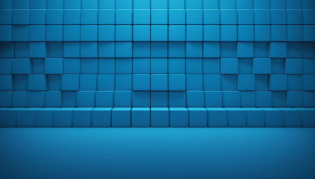Blue abstract background with cubes. 3d rendering, 3d illustration.の素材